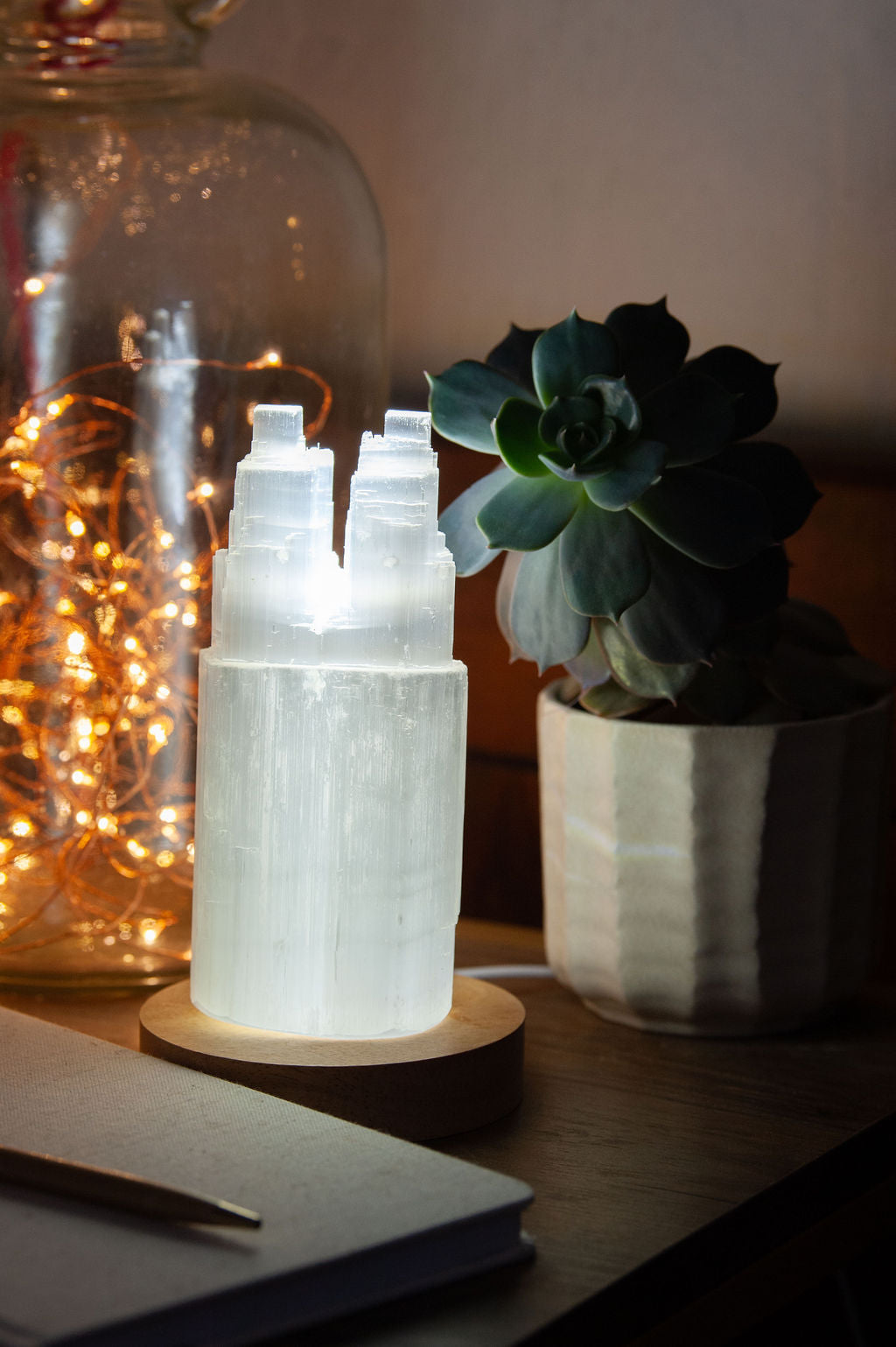 Selenite Gatekeeper Lamp | Magical Crystal LED Lamp and Gift Set