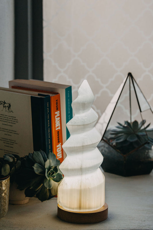 Selenite Unicorn Horn Lamp | Large Crystal Lamp (26cm)