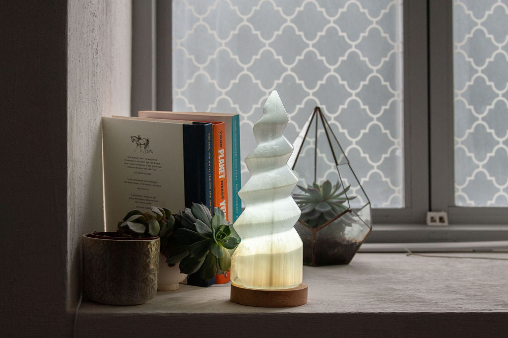 Selenite Unicorn Horn Lamp | Large Crystal Lamp (26cm)