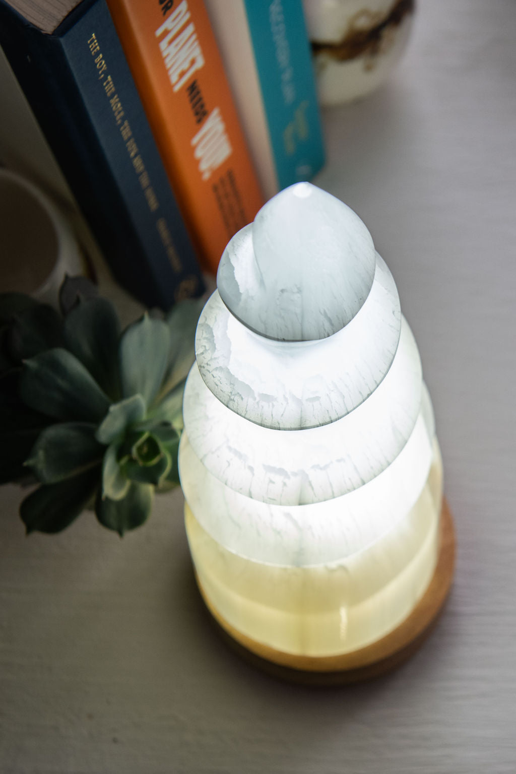 Selenite Unicorn Horn Lamp | Large Crystal Lamp (26cm)