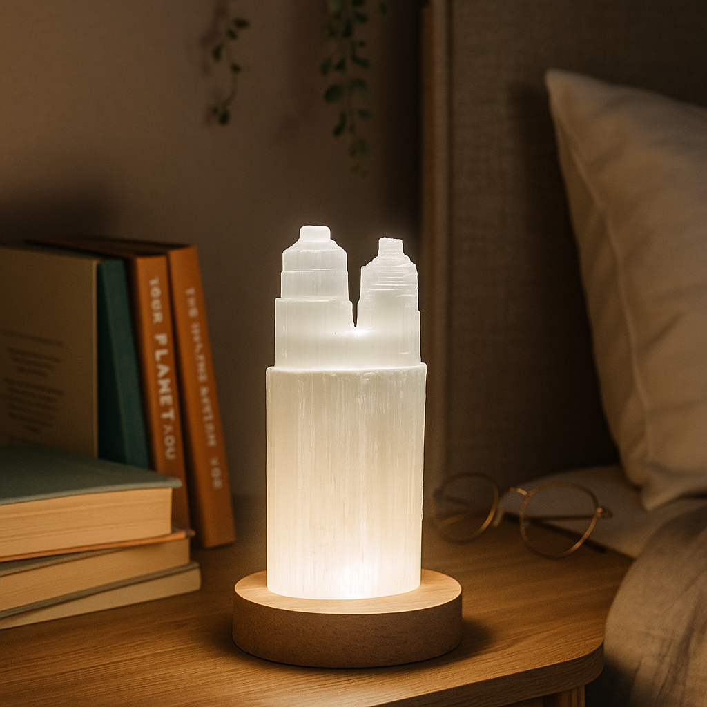 Selenite Gatekeeper Lamp | Magical Crystal LED Lamp and Gift Set